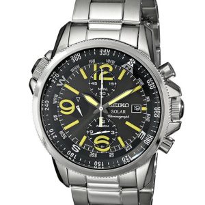 SEIKO PROSPEX DUAL TIME ZONE CHRONOGRAPH BLACK DIAL WATCH SSC093