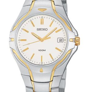SEIKO TWO-TONE STAINLESS STEEL WHITE DIAL WATCH SGE506