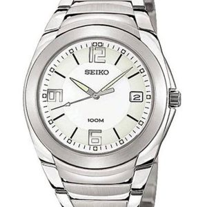 SEIKO STAINLESS STEEL WHITE DIAL WATCH SGEB01