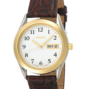 SEIKO SEIKO WHITE DIAL W/BROWN LEATHER STRAP WATCH SGFA10