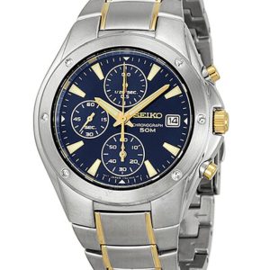 SEIKO TWO-TONE CHRONOGRAPH BLUE DIAL WATCH SND585