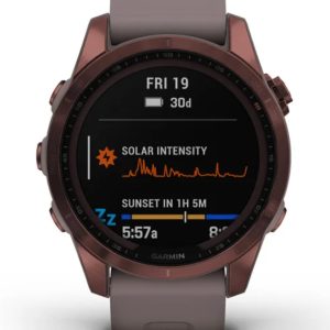GARMIN FENIX 7S SAPPHIRE SOLAR DARK BRONZE TITANIUM W/ SHALE GRAY BAND 010-02539-28