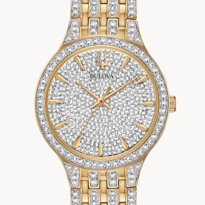 BULOVA PHANTOM CRYSTAL SILVER GOLD CRYSTAL WATCH 98A229