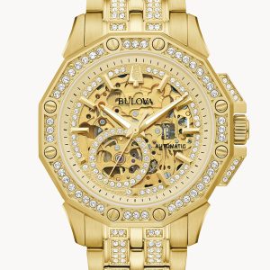 BULOVA OCTAVA CRYSTAL GOLD-TONE STAINLESS STEEL WATCH 98A292
