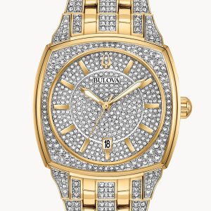 BULOVA PHANTOM GOLD CRYSTAL STAINLESS STEEL WATCH 98B323