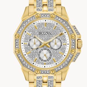 BULOVA CRYSTAL OCTAVA GOLD-TONE STAINLESS STEEL WATCH 98C126