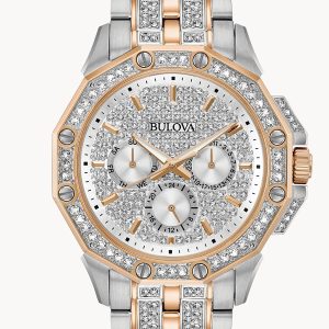 BULOVA OCTAVA CRYSTAL GOLD SILVER CRYSTAL WATCH 98C133