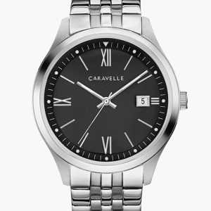 CARAVELLE BY BULOVA DRESS BLACK DIAL STAINLESS STEEL BRACELET WATCH 43B158