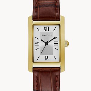 CARAVELLE BY BULOVA SILVER-TONE DIAL LEATHER STRAP LADIES WATCH 44L234