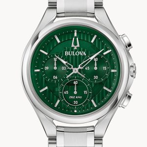 BULOVA CURV GREEN DIAL STAINLESS STEEL BRACELET WATCH 96A297