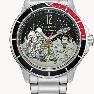 CITIZEN DISNEY MICKEY ASTRONAUT BLACK DIAL STAINLESS STEEL WATCH AW1709-54W