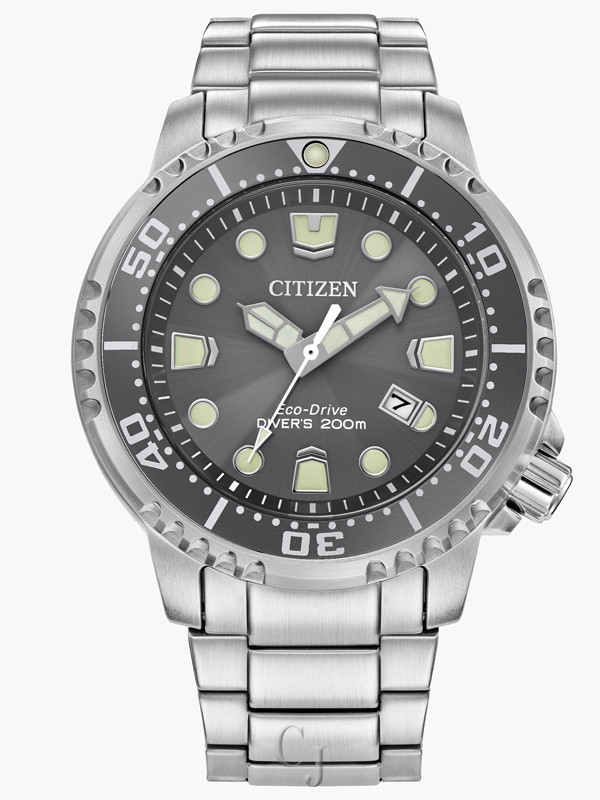 CITIZEN PROMASTER DIVE GRAY DIAL STAINLESS STEEL BRACELET WATCH BN0167-50H