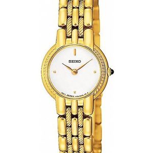 SEIKO WHITE DIAL YELLOW GOLD STEEL BRACELET WOMEN'S WATCH SUJB32