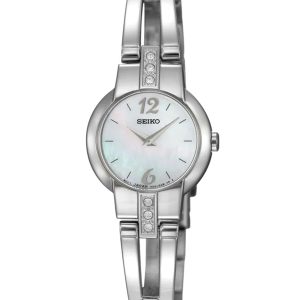 SEIKO WOMEN'S DRESS WHITE MOTHER OF PEARL DIAL STEEL BRACELET WATCH SUJG45