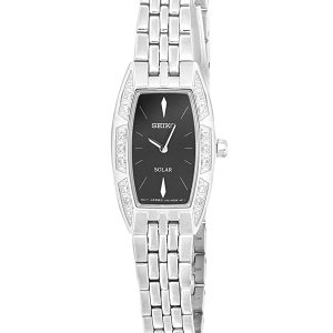 SEIKO WOMEN'S SOLAR SWAROVSKI CRYSTALS BLACK DIAL WATCH SUP149