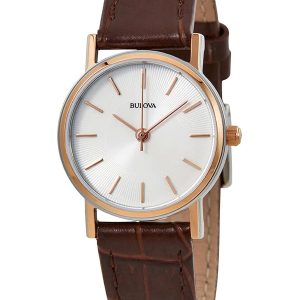 BULOVA WHITE DIAL W/LEATHER STRAP WOMEN'S WATCH 98V31