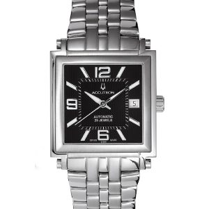 BULOVA ACCUTRON GEMINI AUTOMATIC BLACK DIAL MEN’S WATCH 26B49