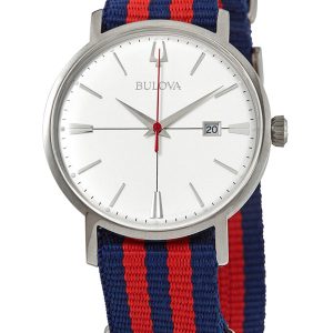 BULOVA AEROJET NATO STRAP SILVER DIAL WATCH 96B314