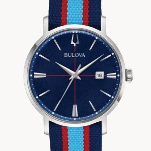 BULOVA AEROJET NATO STRAP BLUE DIAL WATCH 96B315