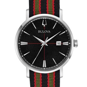 BULOVA AEROJET BLACK/GREEN/RED NATO STRAP WATCH 96B317