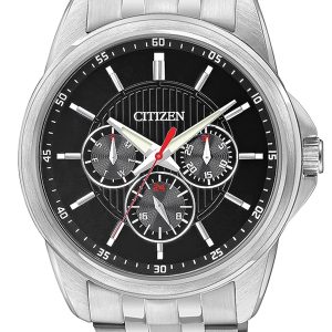 CITIZEN STAINLESS STEEL QUARTZ BLACK DIAL WATCH AG8340-58E