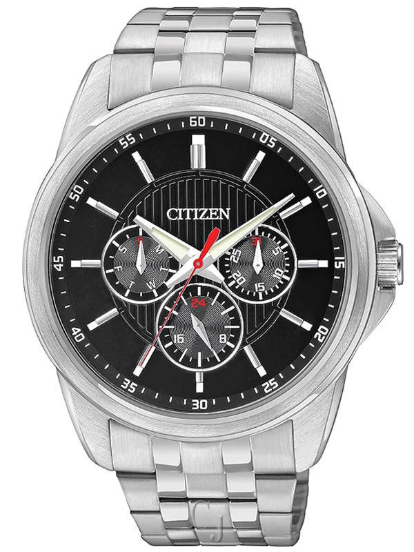 CITIZEN STAINLESS STEEL QUARTZ BLACK DIAL WATCH AG8340-58E
