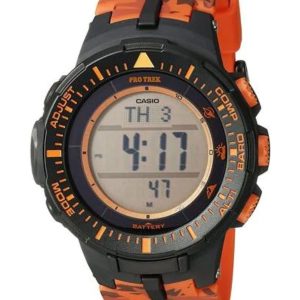 CASIO PRO TREK SOLAR POWERED TRIPLE SENSOR ORANGE CAMO MEN’S WATCH PRG300CM-4