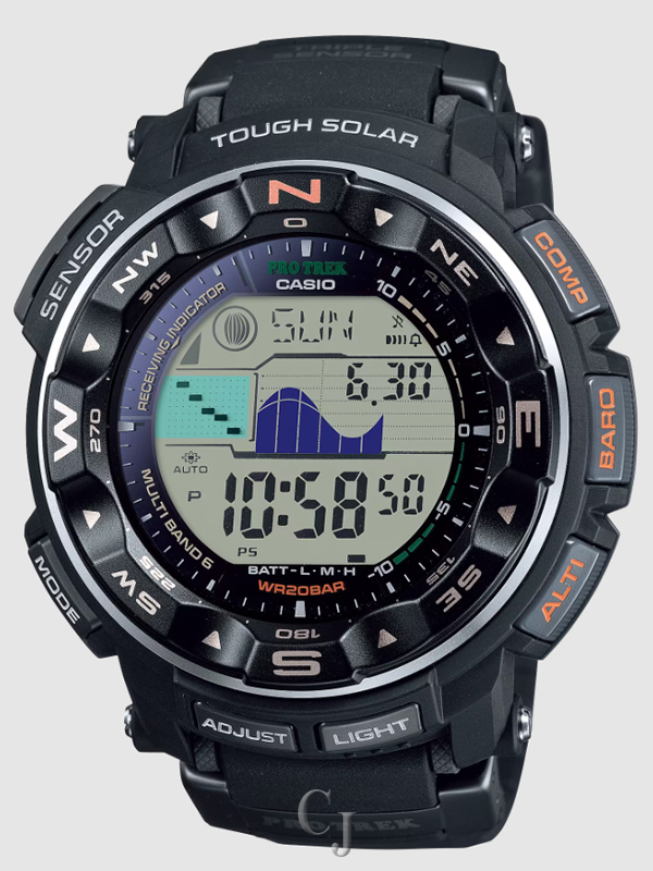 CASIO PRO TREK MULTIFIELD LINE SOLAR POWERED TRIPLE SENSOR MEN’S WATCH PRW2500R-1