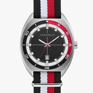 CARAVELLE BY BULOVA RETRO BLACK DIAL MEN’S WATCH 43B168