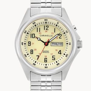CARAVELLE BY BULOVA TRADITIONAL PARCHMENT DIAL MEN’S WATCH 43C124