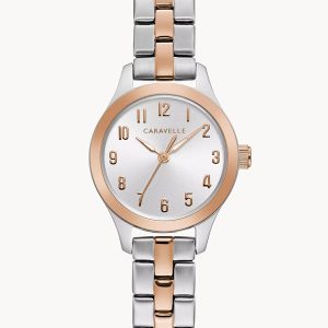 CARAVELLE BY BULOVA TRADITIONAL SILVER- TONE DIAL WOMEN’S WATCH 45L175