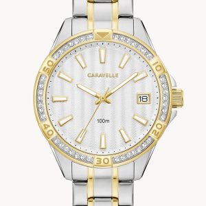 CARAVELLE BY BULOVA AQUALUXX SILVER- TONE DIAL WOMEN’S WATCH 45M120