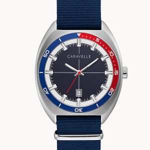 CARAVELLE BY BULOVA RETRO BLUE DIAL MEN’S WATCH 43B167