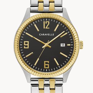 CARAVELLE BY BULOVA STAINLESS STEEL BLACK DIAL MEN’S WATCH BOX SET 45K000