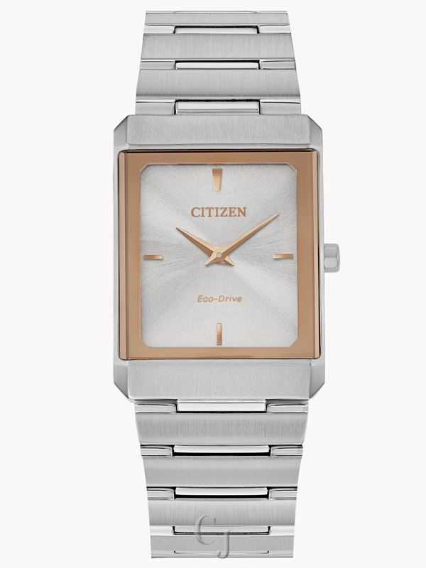 CITIZEN STILETTO SILVER TONE DIAL WOMEN’S STAINLESS STEEL WATCH EG6016-58A