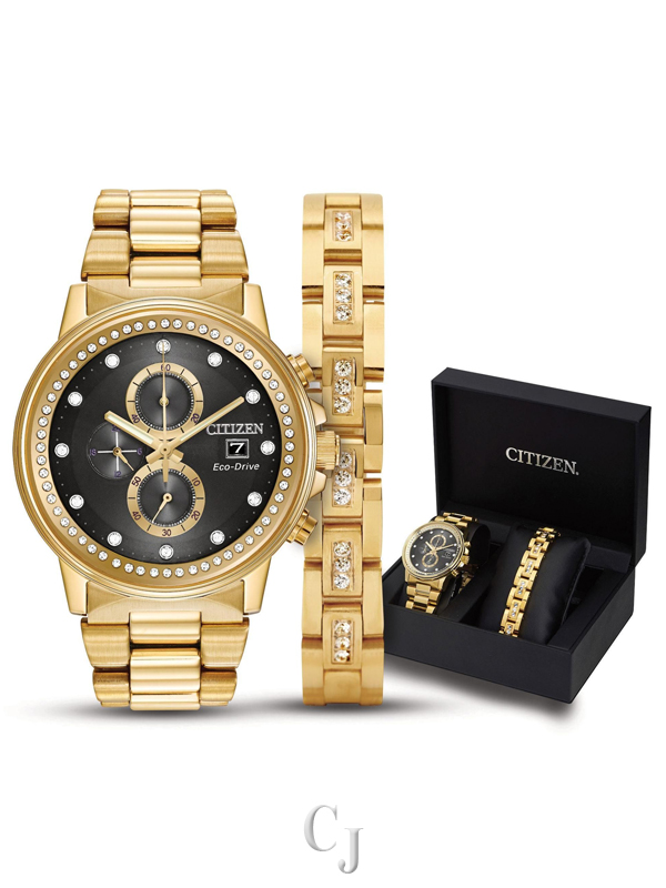 CITIZEN ECO-DRIVE BLACK DIAL MEN’S WATCH SET FB3002-61E - Image 3