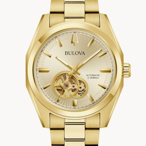 BULOVA SURVEYOR CHAMPAGNE DIAL AUTOMATIC STAINLESS STEEL MEN’S WATCH 97A182