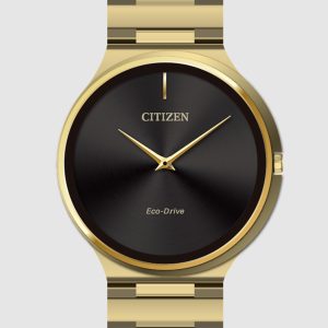 CITIZEN STILETTO ECO-DRIVE BLACK DIAL STAINLESS STEEL MEN’S WATCH AR3112-57E