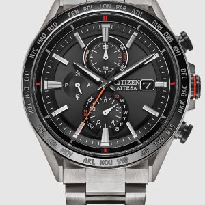 CITIZEN ATTESA ATOMIC TIMEKEEPING BLACK DIAL SUPER TITANIUM MEN'S WATCH AT8189-61E