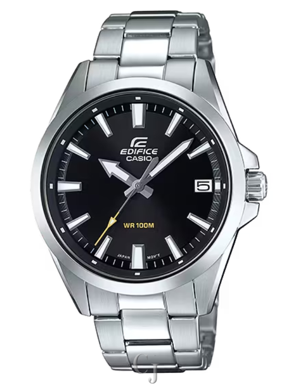 CASIO EDIFICE 3-HAND ANALOG BLACK DIAL MEN'S WATCH EFV-100D-1AV