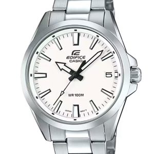 CASIO EDIFICE 3-HAND ANALOG WHITE DIAL MEN'S WATCH EFV-100D-7AV