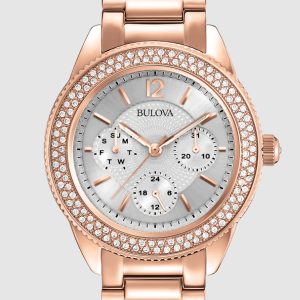BULOVA SILVER DIAL ROSE GOLD-TONE WOMEN’S WATCH 97N101