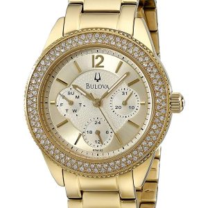 BULOVA MULTI-FUNCTION CHAMPAGNE DIAL GOLD-TONE WOMEN’S WATCH 97N102