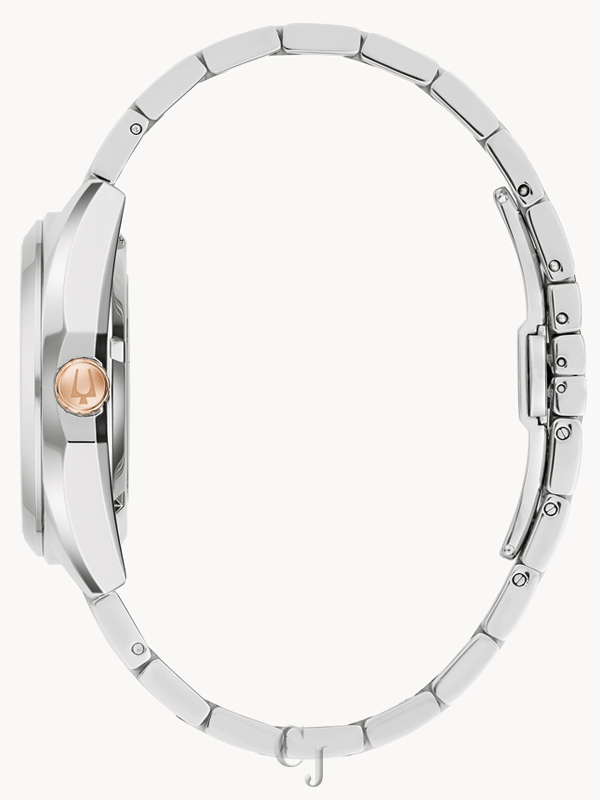 BULOVA SURVEYOR BURGUNDY DIAL STAINLESS STEEL BRACELET MEN’S WATCH 98B422 - Image 3