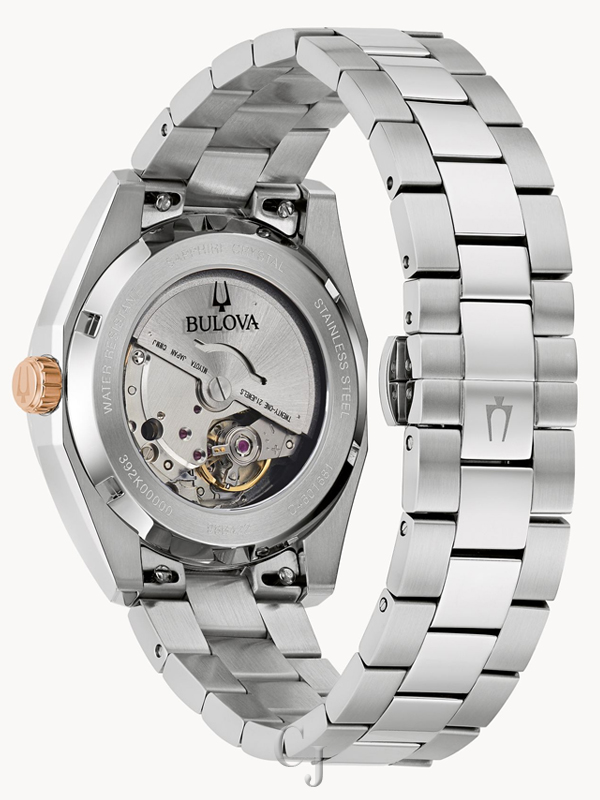 BULOVA SURVEYOR BURGUNDY DIAL STAINLESS STEEL BRACELET MEN’S WATCH 98B422 - Image 4
