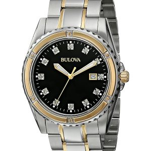 BULOVA BLACK DIAL W/ DIAMOND ACCENT MEN’S WATCH 98D122