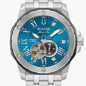 BULOVA MARINE STAR MARC ANTHONY BLUE DIAL STAINLESS STEEL BRACELET MEN’S WATCH 98D184