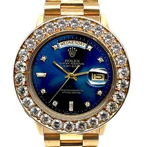 ROLEX PRESIDENT DAY-DATE YELLOW GOLD 7 CARAT DIAMOND BEZEL 18038