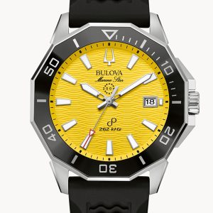 BULOVA MARINE STAR SERIES C YELLOW DIAL SILICONE STRAP MEN’S WATCH 96B431