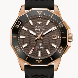BULOVA MARINE STAR SERIES C BROWN DIAL SILICONE STRAP MEN’S WATCH 98B421